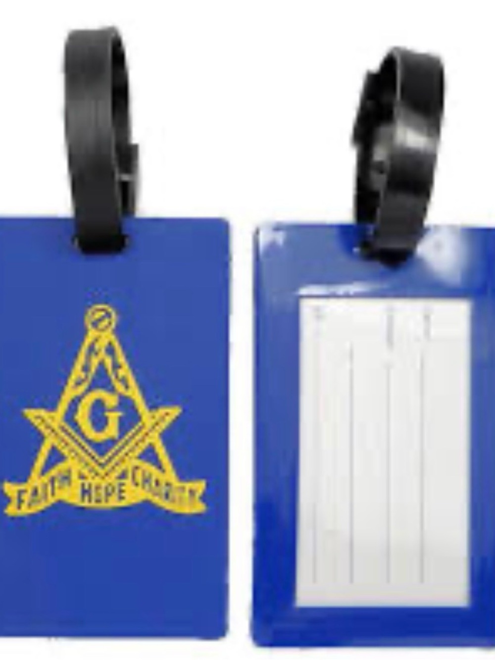 Blue Masonic Luggage Tag with yellow Emblem